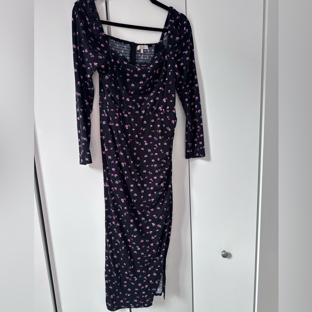 Black cotton with pink roses